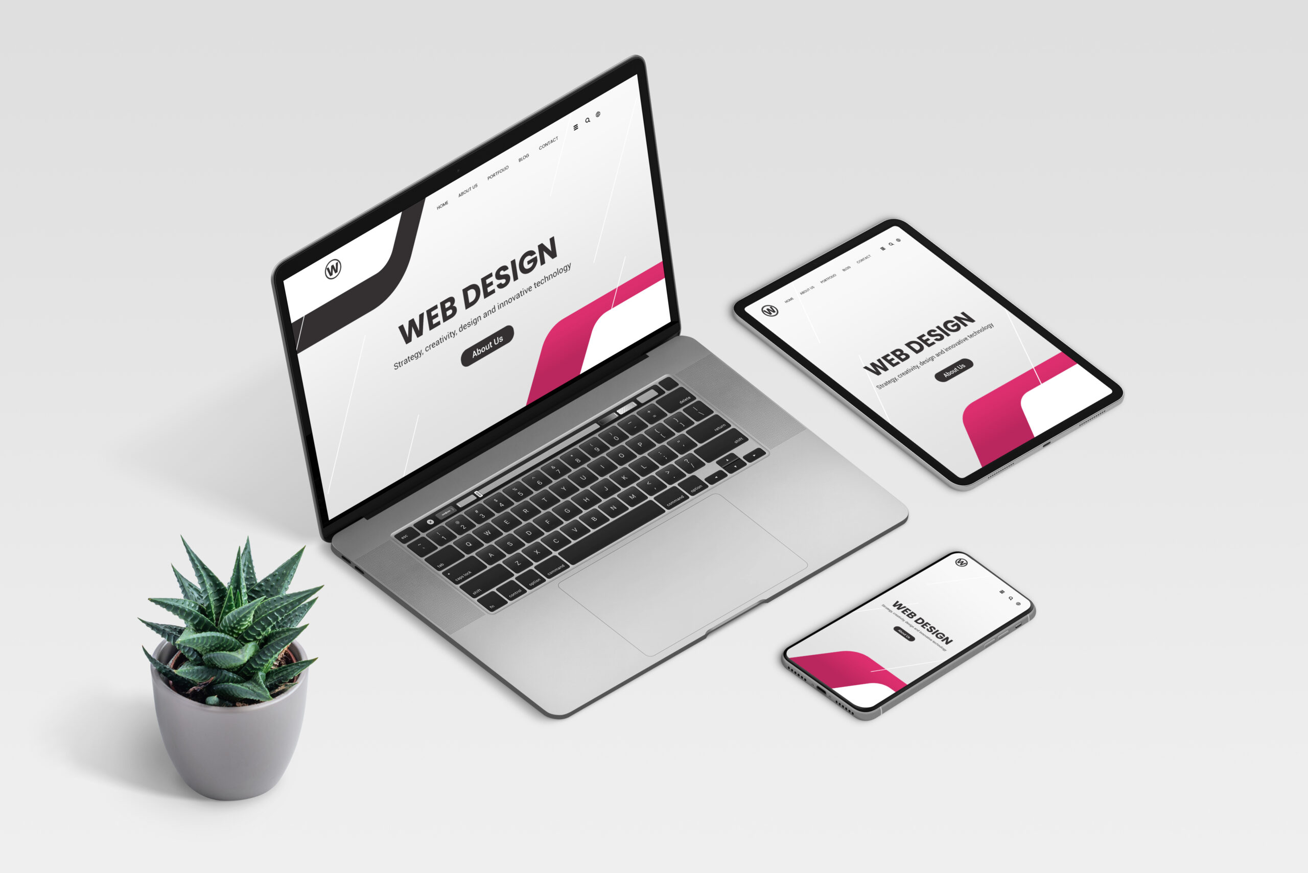 Web,Design,Studio,Promo,Page,On,Laptop,,Tablet,And,Phone